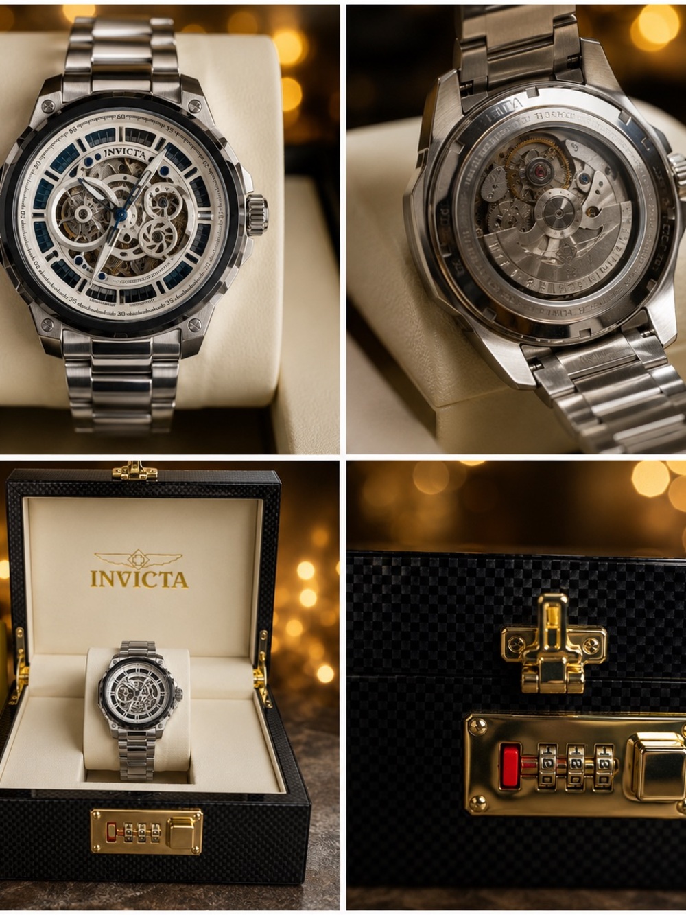 InvictaMen's Skeleton Automatic Watch w/sapphire crystal 24 crystals